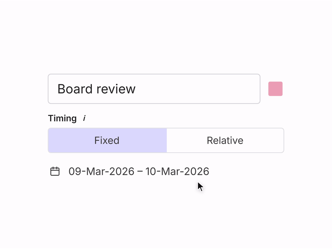 Step 1 - choose relative timing