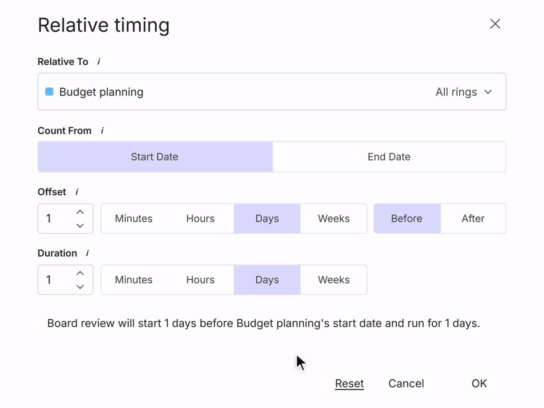 Step 3 - choose the timing